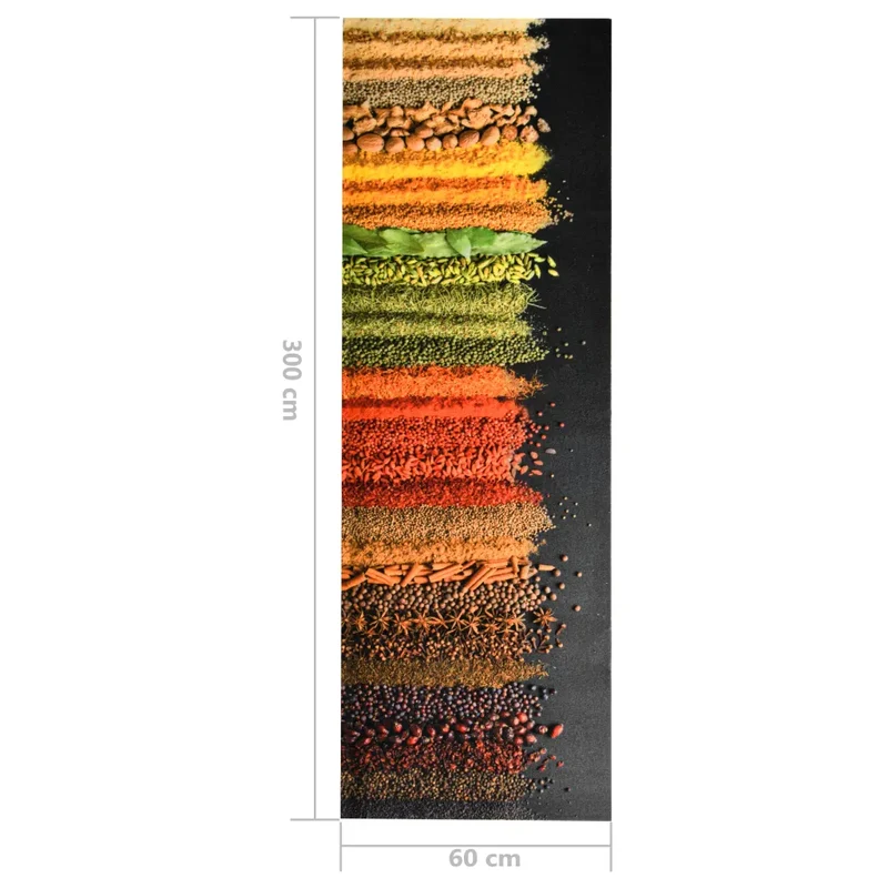 Tapis rectangulaire lavable cuisine couloir 300 x 60 cm antidérapant confort en polyamide beige 02_0046515