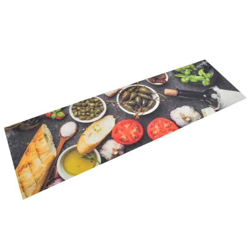 Tapis de cuisine lavable impression vin dîner 150 x 45 cm antidérapant confortable moderne en velours violet 02_0046044