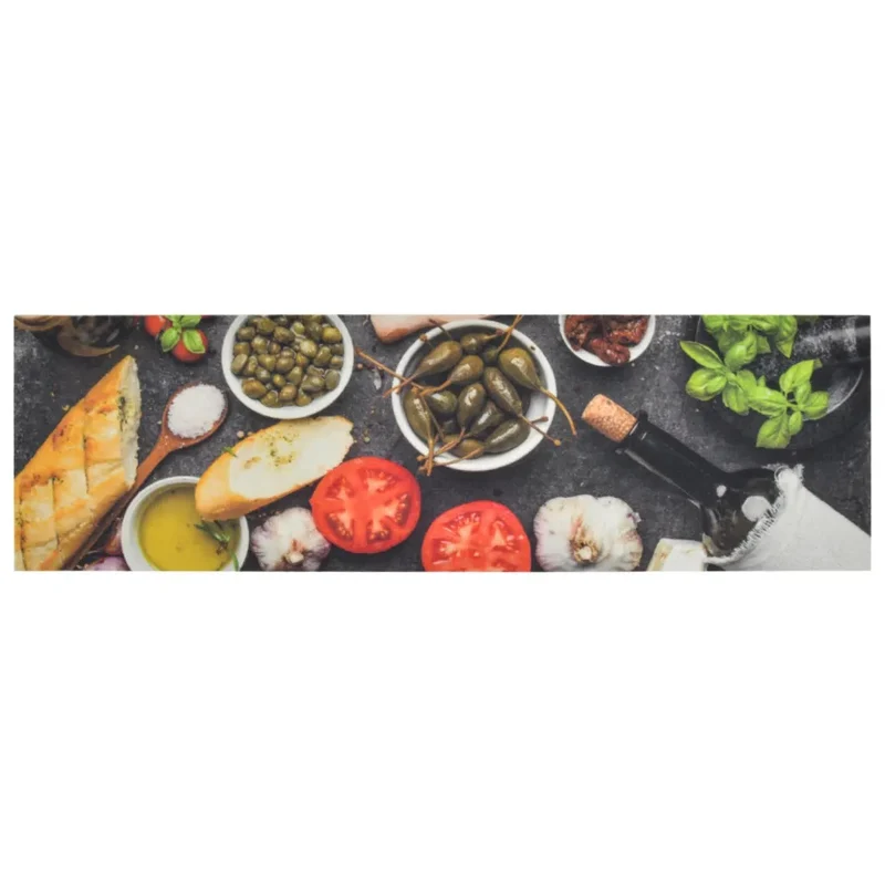 Tapis de cuisine lavable impression vin dîner 150 x 45 cm antidérapant confortable moderne en velours violet 02_0046044
