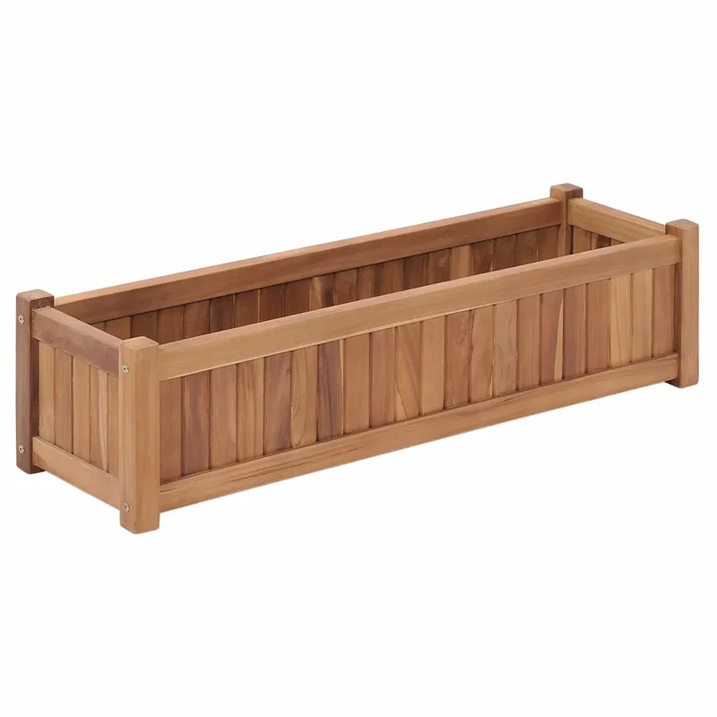 Lit surélevé pour plantes 100 x 30 x 25 cm jardin escamotable en bois de teck naturel 02_0045958