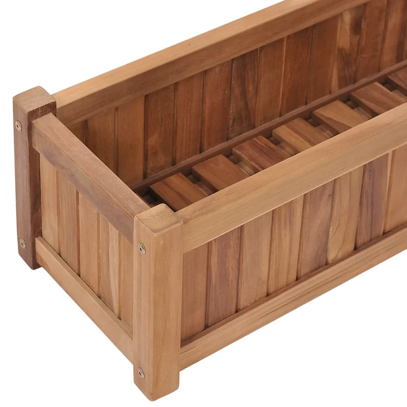 Lit surélevé pour plantes 100 x 30 x 25 cm jardin escamotable en bois de teck naturel 02_0045958