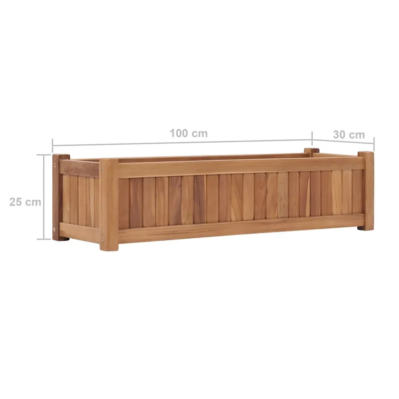 Lit surélevé pour plantes 100 x 30 x 25 cm jardin escamotable en bois de teck naturel 02_0045958