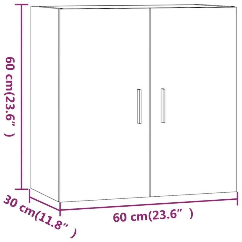 Armoire murale scandinave gain de place 60 x 30 x 60 cm en bois d'ingénierie gris 02_0048341
