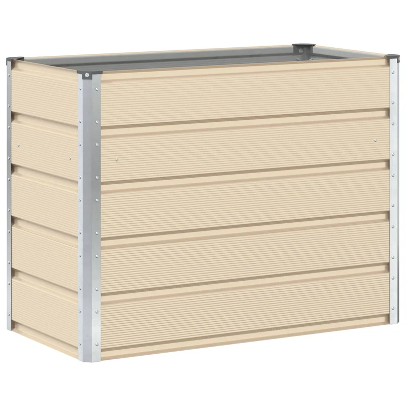 Jardinière moderne 100 x 50 x 45 cm extérieur polyvalent ambiance industrielle en acier galvanisé ivoire 02_0059155