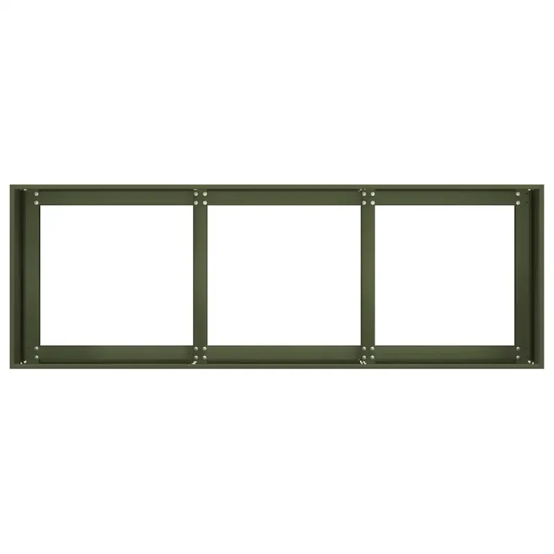 Jardinière design moderne extérieur 120 x 40 x 40 cm avec fond ouvert stabilité en acier laminé à froid vert olive 02_0051467