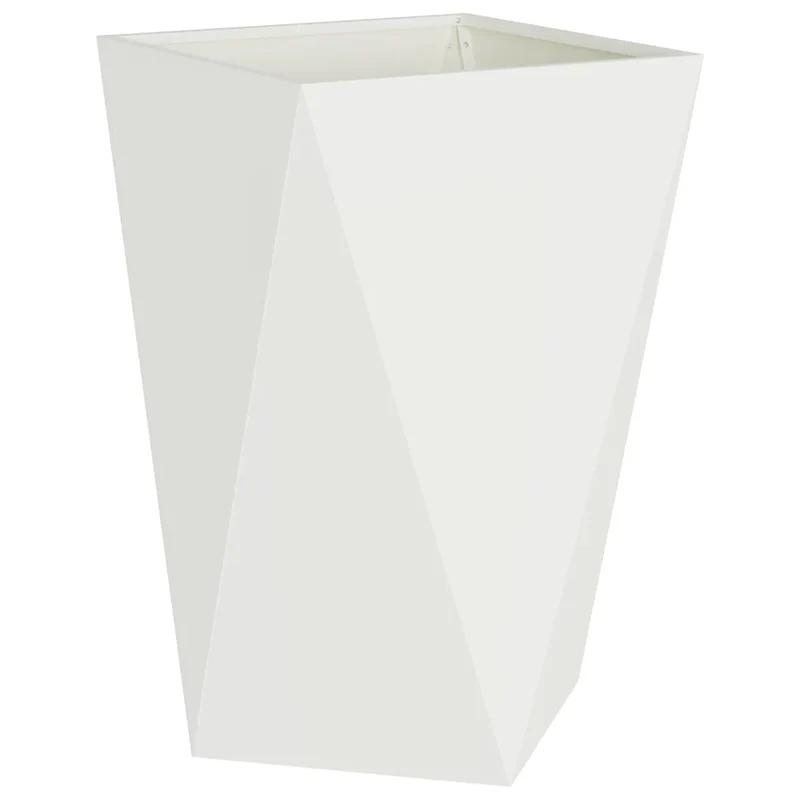 Lot de 2 jardinières modernes pour extérieur 50 x 50 x 75 cm avec look épuré ambiance chic en acier blanc 02_0053037