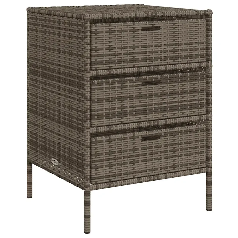 Armoire de rangement de jardin pratique avec 3 tiroirs 55 x 59 x 80 cm design moderne en résine tressée gris 02_0047426