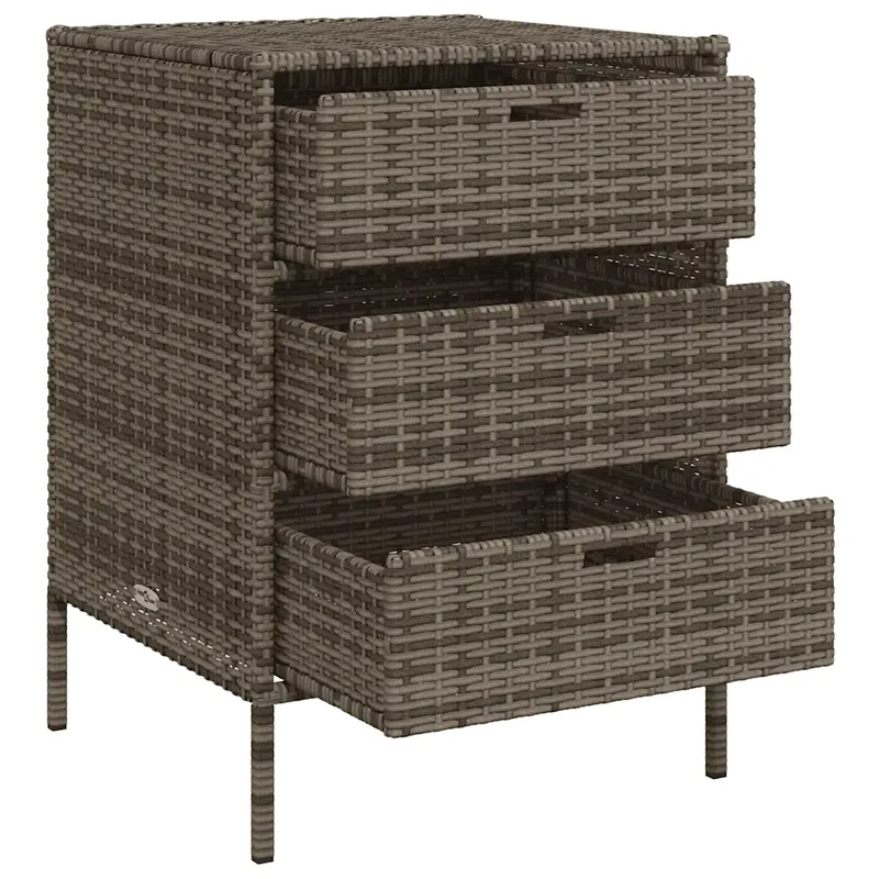 Armoire de rangement de jardin pratique avec 3 tiroirs 55 x 59 x 80 cm design moderne en résine tressée gris 02_0047426