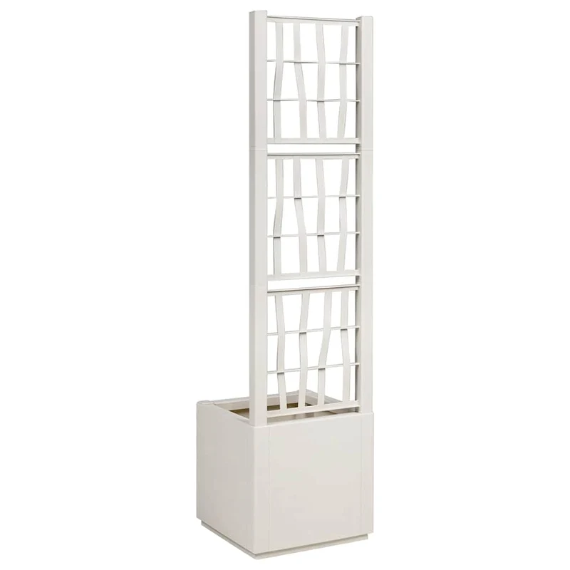 Cache-pot de jardin haut design moderne intérieur extérieur 36 x 36 x 140 cm en polypropylène blanc 02_0058835
