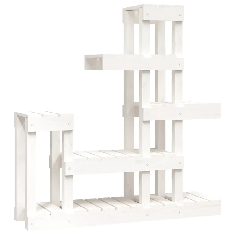 Support à plantes en bois massif maison jardin 92 x 25 x 97 cm design unique ambiance cosy en pin blanc 02_0048472