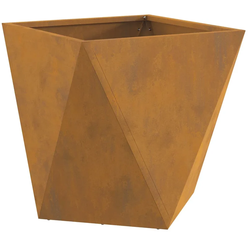 Jardinière carrée pour extérieur 50 x 50 x 50 cm robuste et élégante style moderne en acier rouillé 02_0053088