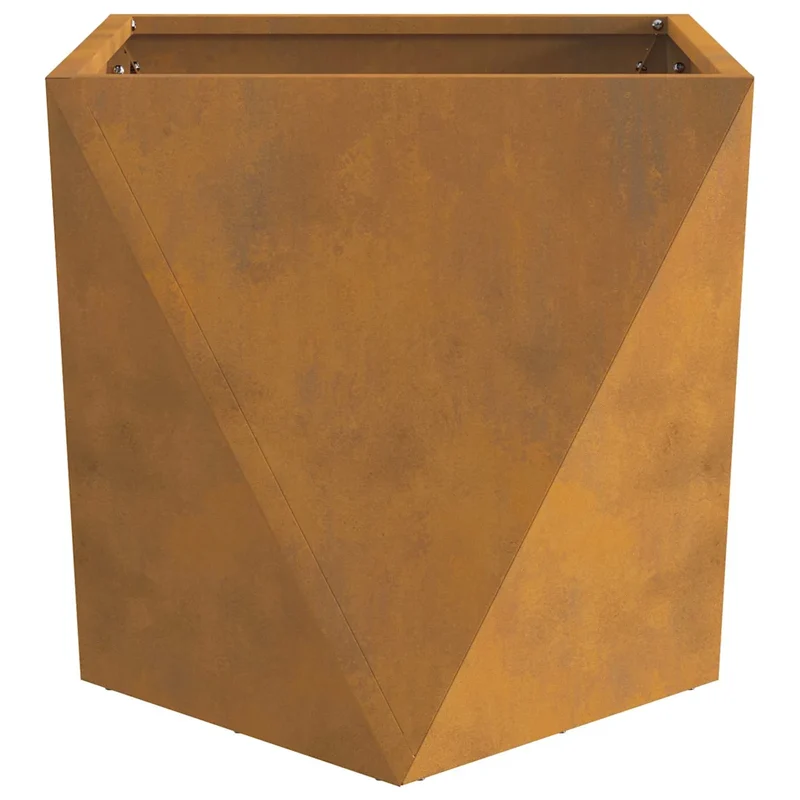 Jardinière carrée pour extérieur 50 x 50 x 50 cm robuste et élégante style moderne en acier rouillé 02_0053088