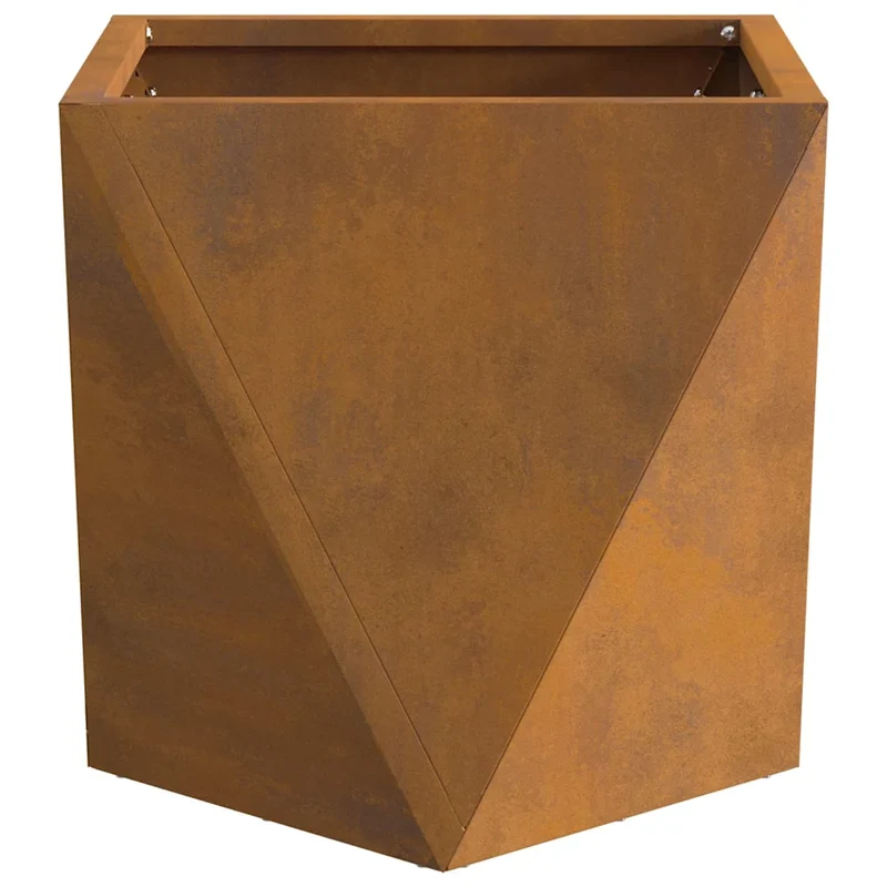 Lot de 2 jardinières carrées modernes 30 x 30 x 30 cm avec design épuré jardin en acier rouillé 02_0053061