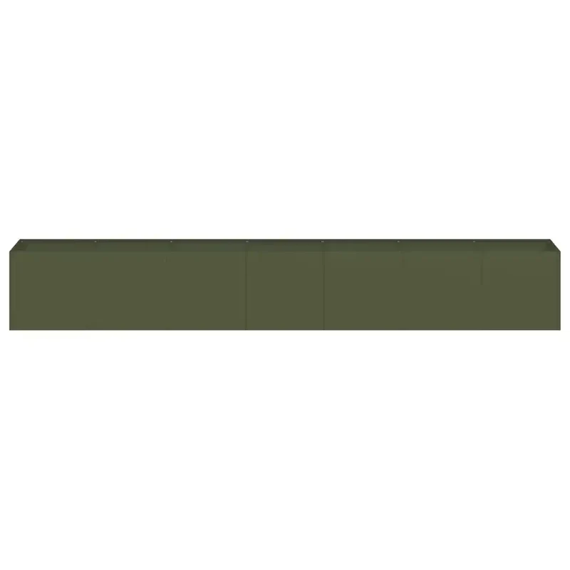 Jardinière rectangulaire moderne extérieur 280 x 40 x 40 cm avec fond ouvert finition élégante en acier laminé à froid vert olive 02_0051481