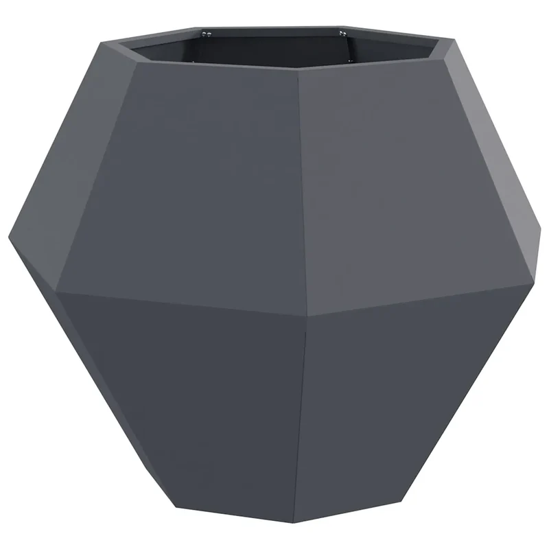 Jardinière rectangulaire pratique pour jardin terrasse 75 x 75 x 60 cm en acier anthracite 02_0053108