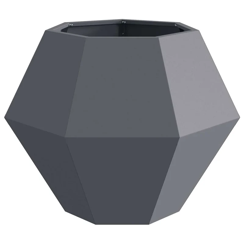 Jardinière rectangulaire pratique pour jardin terrasse 75 x 75 x 60 cm en acier anthracite 02_0053108
