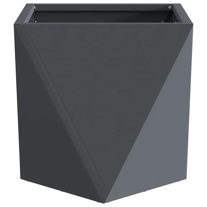 Lot de 2 jardinières carrées modernes extérieur 30 x 30 x 30 cm en acier anthracite 02_0053053