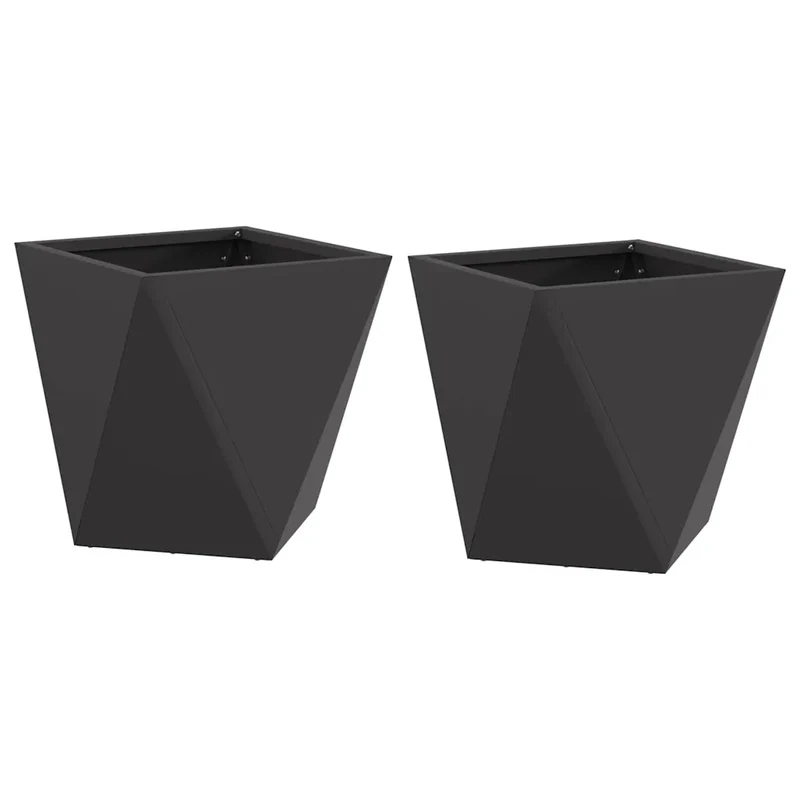 Lot de 2 jardinières modernes 30 x 30 x 30 cm idéales pour extérieur décoratif en acier noir 02_0053049