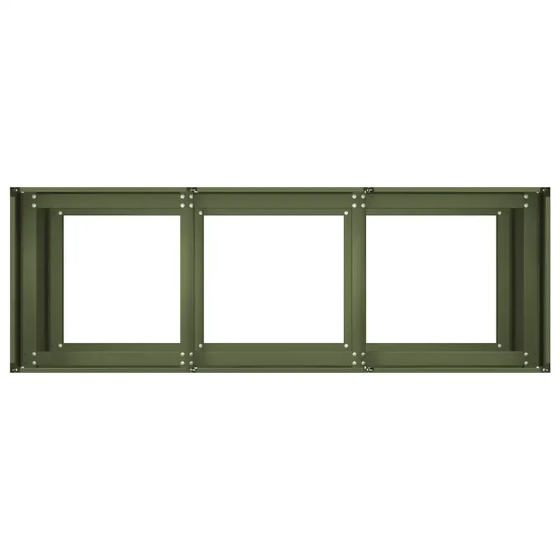 Jardinière décorative à fond ouvert jardin 120 x 40 x 80 cm en acier laminé à froid vert olive 02_0051507