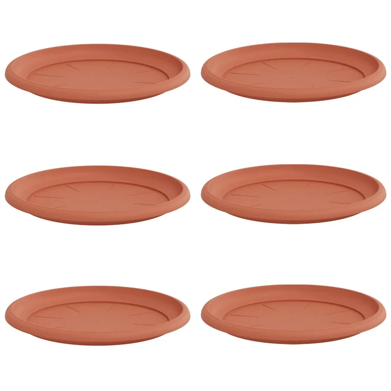 Lot de 6 plateaux à fleurs ronds 27 x 27 x 2 cm durable léger design épuré en plastique rouge brique 02_0059340