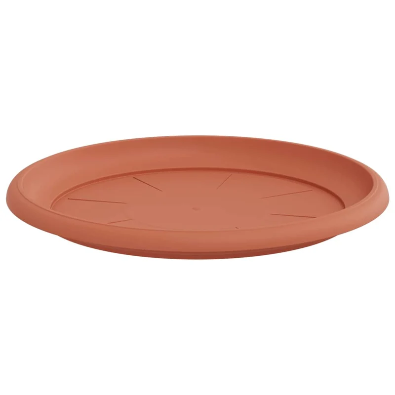 Lot de 6 plateaux à fleurs ronds 27 x 27 x 2 cm durable léger design épuré en plastique rouge brique 02_0059340