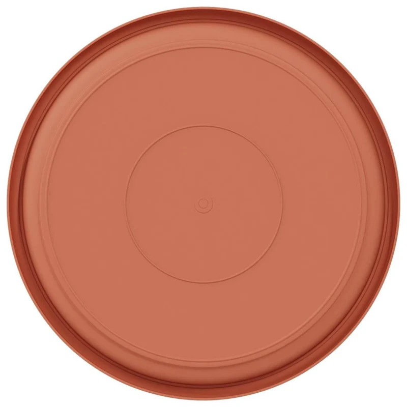 Lot de 6 plateaux à fleurs ronds 27 x 27 x 2 cm durable léger design épuré en plastique rouge brique 02_0059340