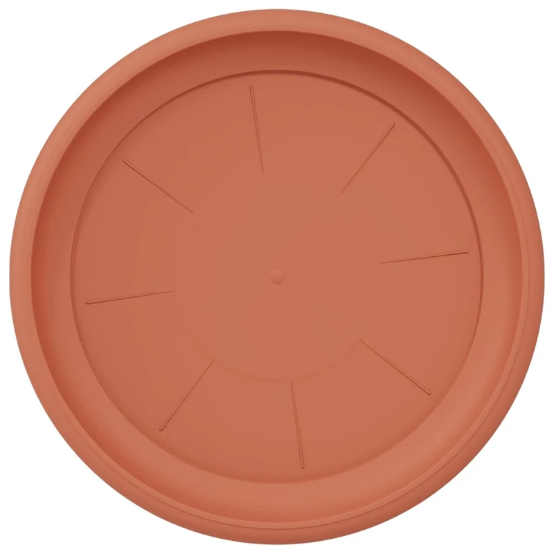 Lot de 6 plateaux à fleurs ronds 27 x 27 x 2 cm durable léger design épuré en plastique rouge brique 02_0059340