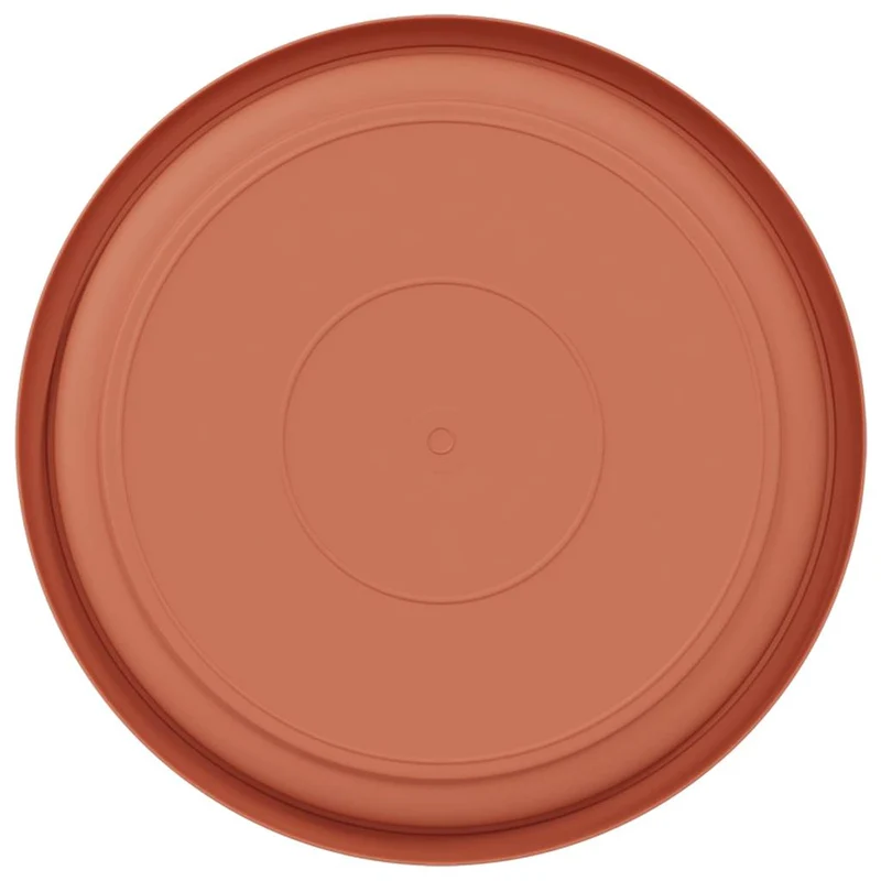 Lot de 6 plateaux à fleurs ronds modernes 19 x 19 x 2 cm pour jardin terrasse léger en plastique rouge brique 02_0059349