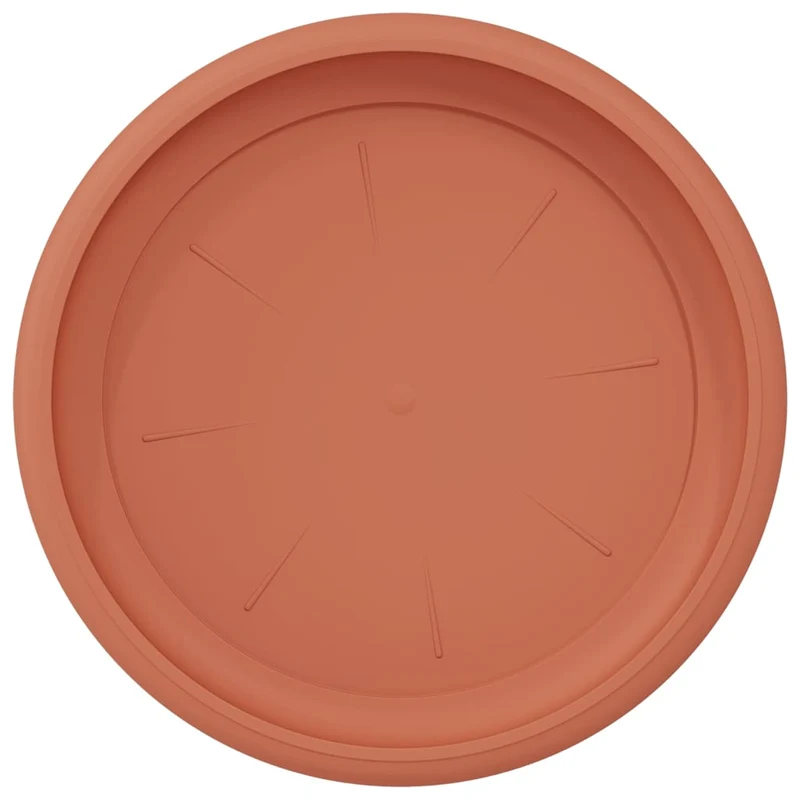 Lot de 6 plateaux à fleurs ronds modernes 19 x 19 x 2 cm pour jardin terrasse léger en plastique rouge brique 02_0059349
