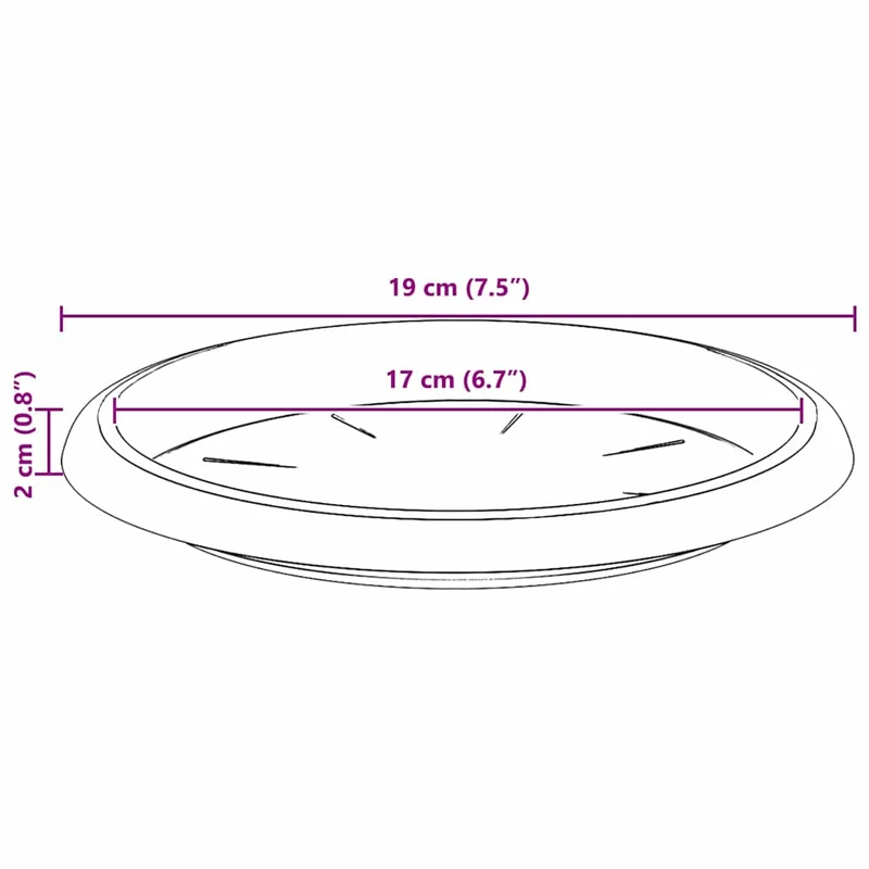 Lot de 6 plateaux à fleurs ronds modernes 19 x 19 x 2 cm pour jardin terrasse léger en plastique rouge brique 02_0059349