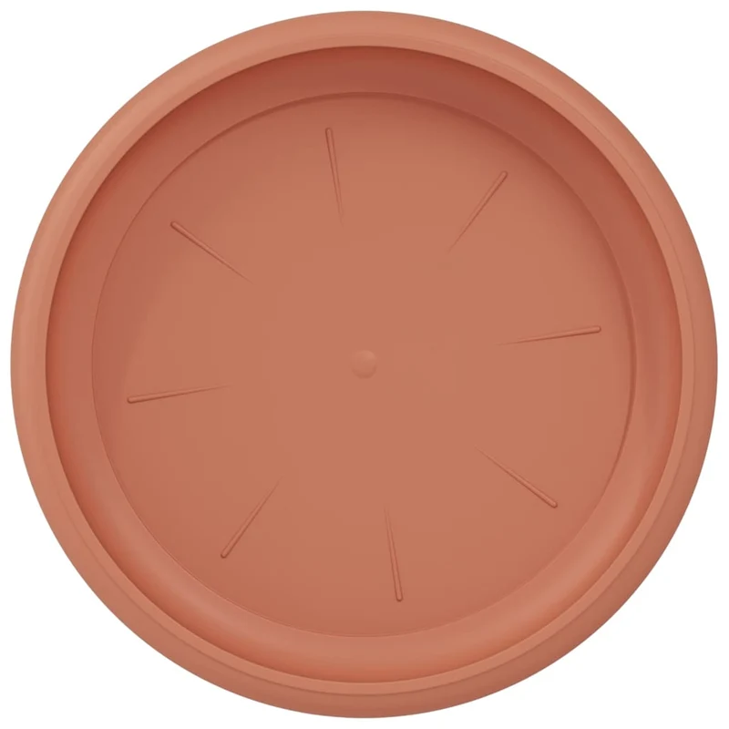 Lot de 6 plateaux à fleurs ronds ergonomiques 14 x 14 x 2 cm moderne intérieur extérieur en plastique rouge brique 02_0059335