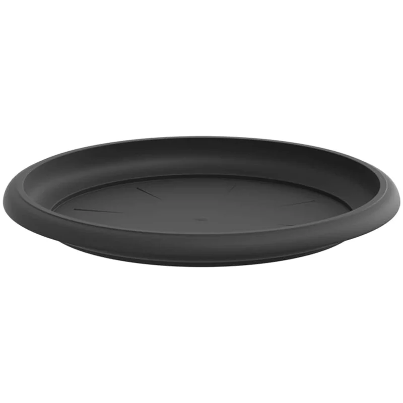 Lot de 6 plateaux à fleurs ronds modernes 14 x 2 cm pratique extérieur jardin en plastique noir 02_0059355