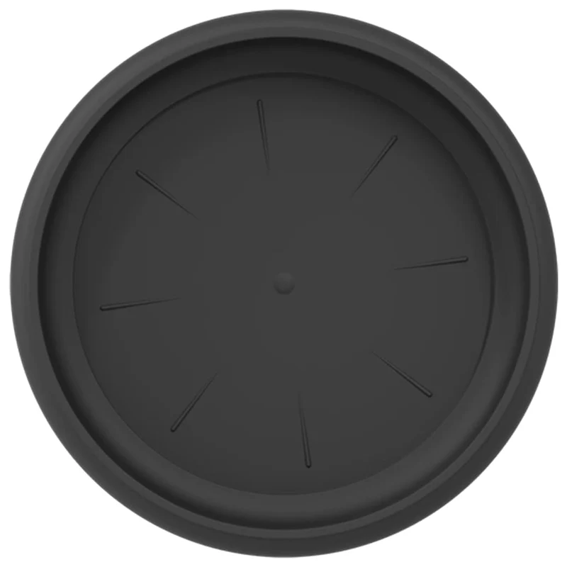 Lot de 6 plateaux à fleurs ronds modernes 14 x 2 cm pratique extérieur jardin en plastique noir 02_0059355
