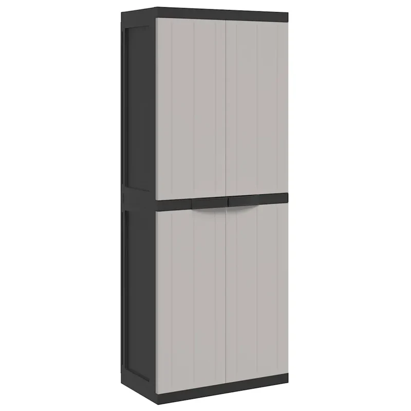 Armoire de rangement d'extérieur compacte 65 x 37 x 165 cm verrouillable design moderne en PP gris 02_0047410