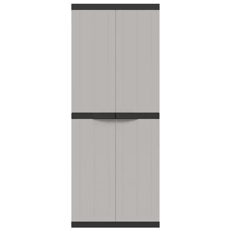Armoire de rangement d'extérieur compacte 65 x 37 x 165 cm verrouillable design moderne en PP gris 02_0047410
