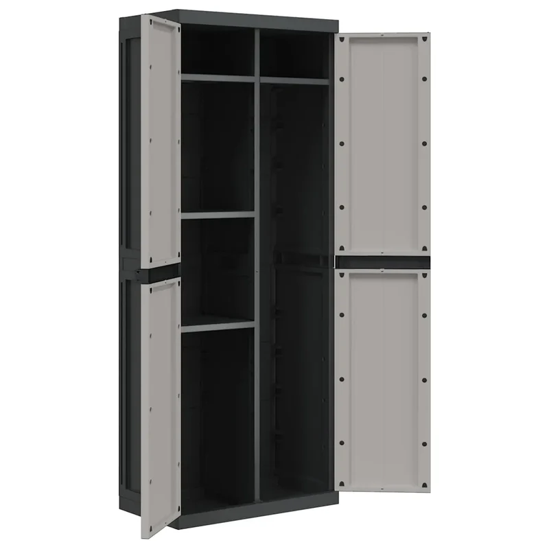 Armoire de rangement d'extérieur compacte 65 x 37 x 165 cm verrouillable design moderne en PP gris 02_0047410