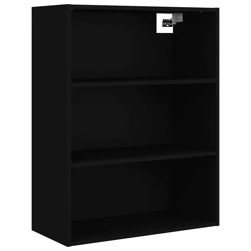 Armoire murale suspendue grand espace rangement optimisation murale 69,5 x 32,5 x 90 cm en bois d'ingénierie noir 02_0048031