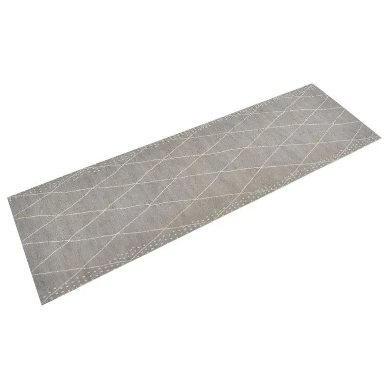 Tapis de cuisine lavable design contemporain impression losange 180 x 60 cm en velours bleu 02_0046057