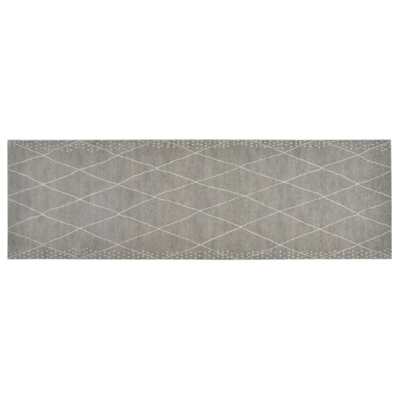 Tapis de cuisine lavable design contemporain impression losange 180 x 60 cm en velours bleu 02_0046057