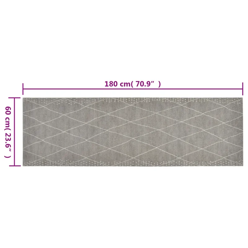 Tapis de cuisine lavable design contemporain impression losange 180 x 60 cm en velours bleu 02_0046057
