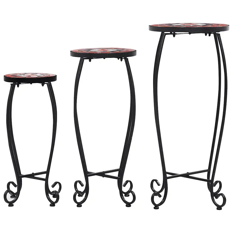 Lot de 3 tables mosaïque solides de jardin 30 x 70 cm 25 x 60 cm 20 x 50 cm en céramique terre cuite 02_0045923