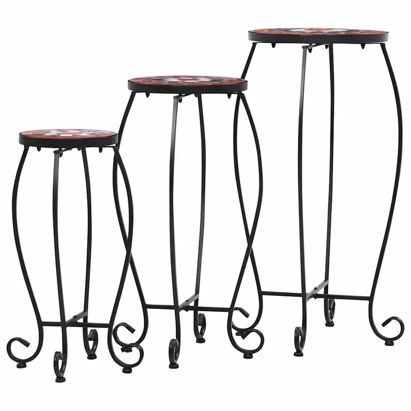 Lot de 3 tables mosaïque solides de jardin 30 x 70 cm 25 x 60 cm 20 x 50 cm en céramique terre cuite 02_0045923