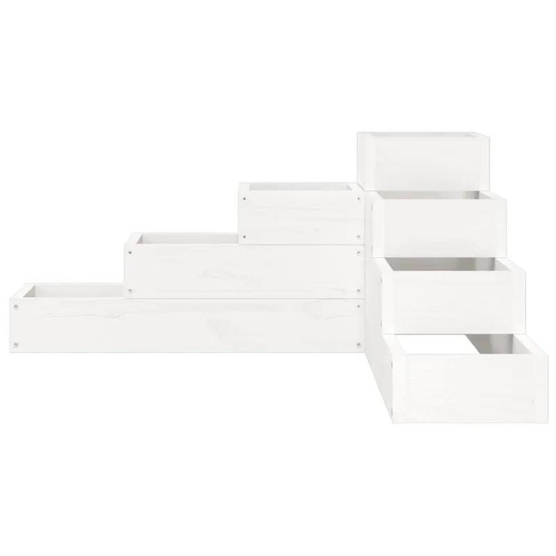 Jardinière de coin design à 4 niveaux pour balcon terrasse 80,5 x 79 x 36 cm en bois de pin blanc 02_0048507