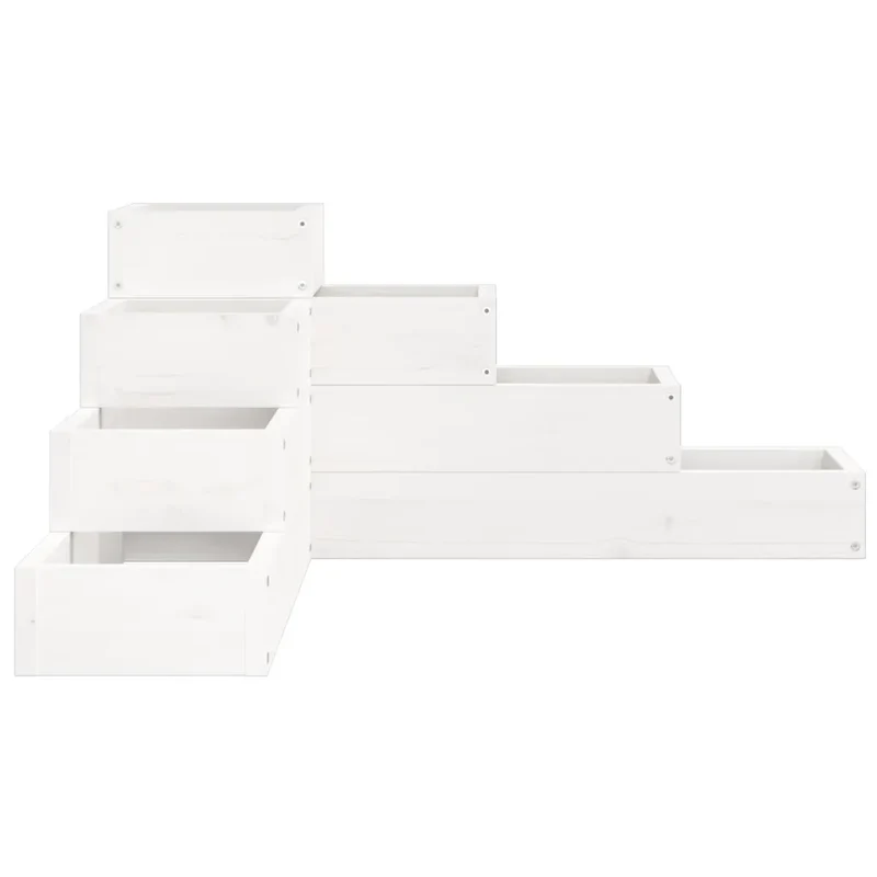 Jardinière de coin design à 4 niveaux pour balcon terrasse 80,5 x 79 x 36 cm en bois de pin blanc 02_0048507