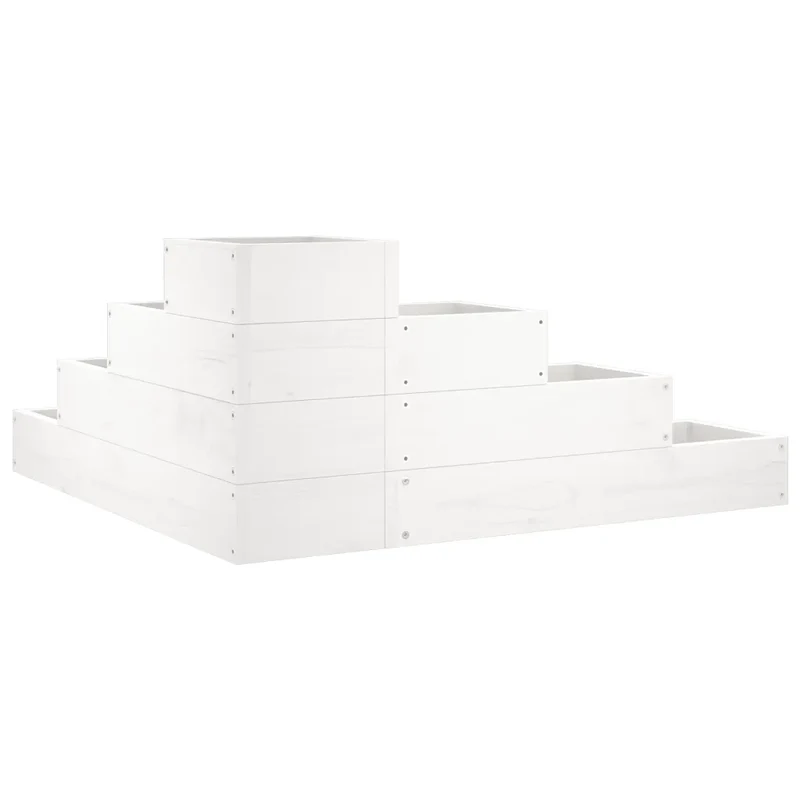 Jardinière de coin design à 4 niveaux pour balcon terrasse 80,5 x 79 x 36 cm en bois de pin blanc 02_0048507
