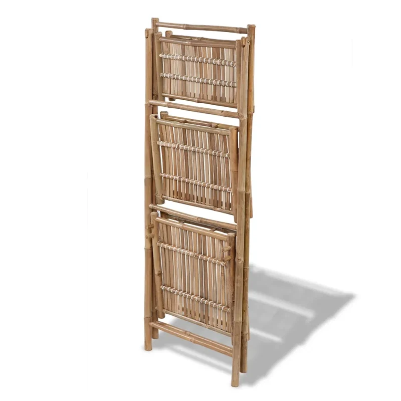 Étagère à plantes pliable 3 niveaux 56 x 50 x 145 cm design triangulaire moderne déco intérieur en bambou naturel 02_0045854