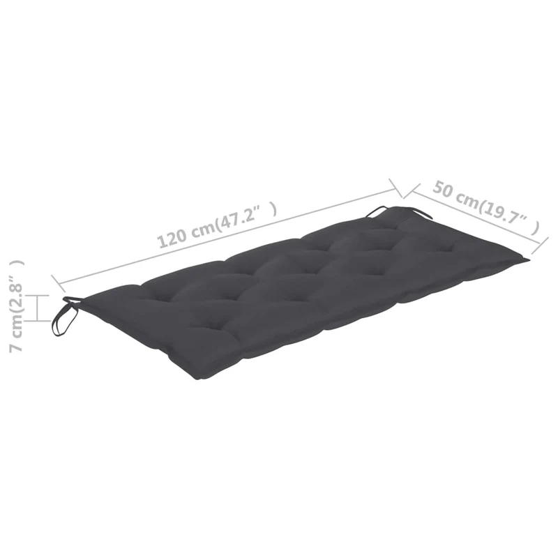 Banc de jardin meuble de patio d'extérieur terrasse avec coussin 120 cm bois d'acacia massif 02_0011368