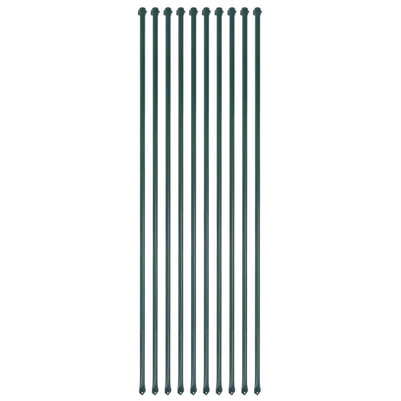 Lot de 10 poteaux de jardin 1,5 m anti-rouille hydrophobe en métal vert 02_0046073
