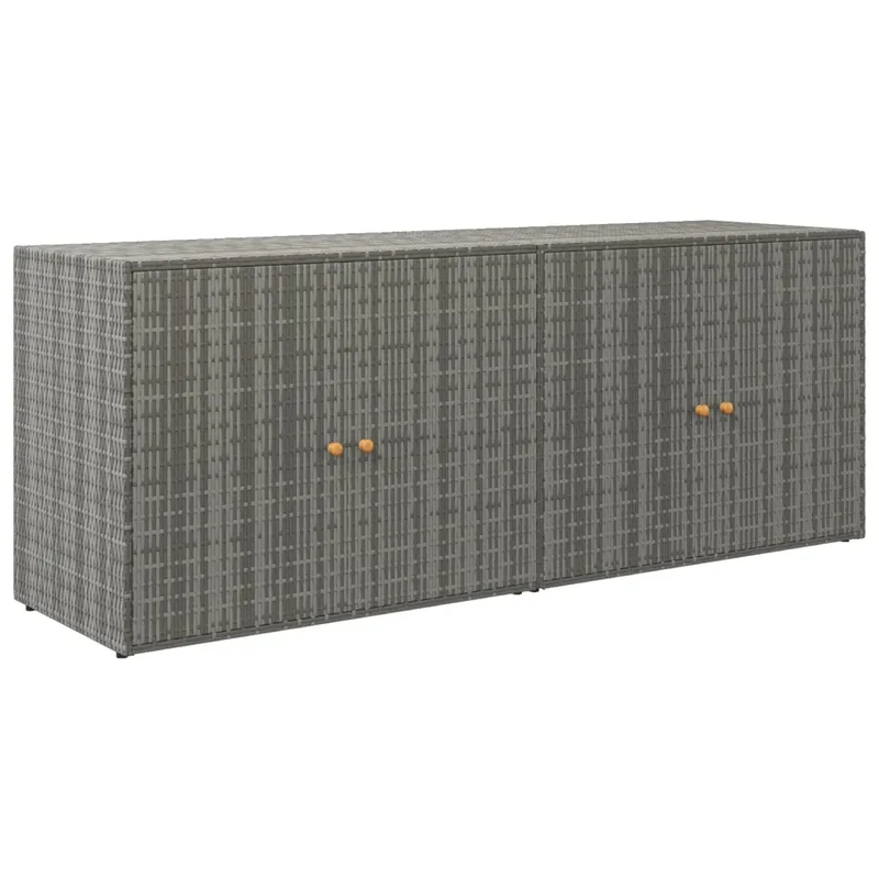 Armoire de rangement jardin 198 x 55,5 x 80 cm grand espace pratique design contemporain en résine tressée gris 02_0046635
