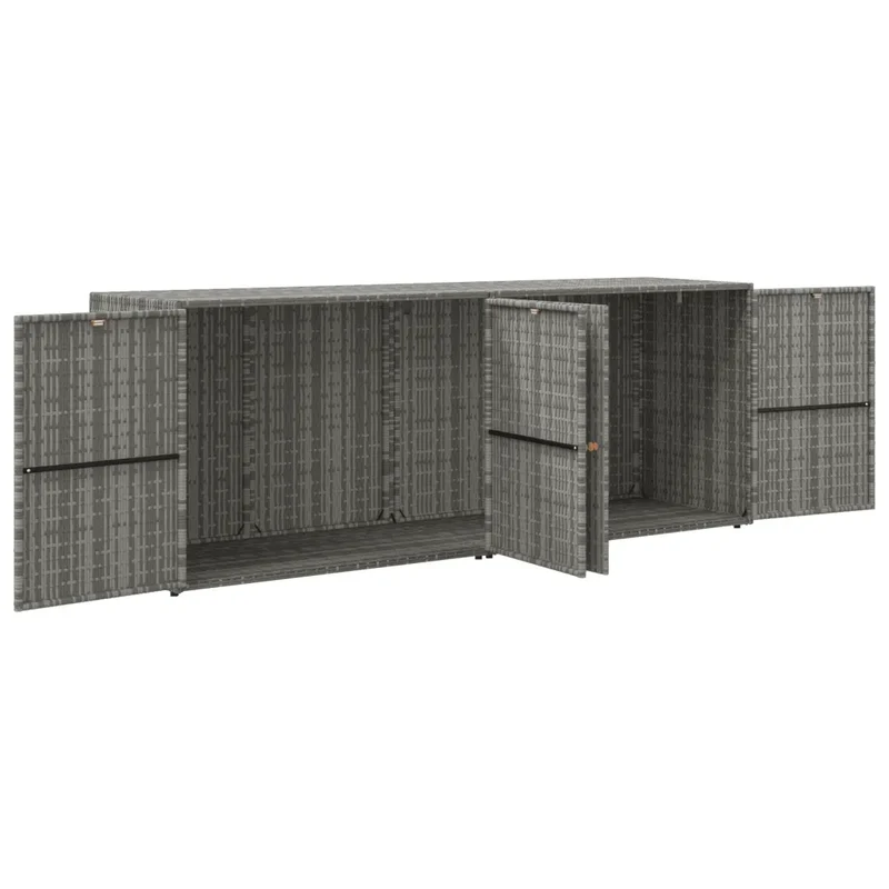 Armoire de rangement jardin 198 x 55,5 x 80 cm grand espace pratique design contemporain en résine tressée gris 02_0046635